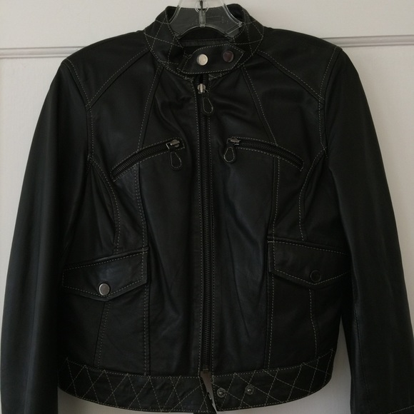 Zara Basic Black Leather Jacket - Picture 2 of 5